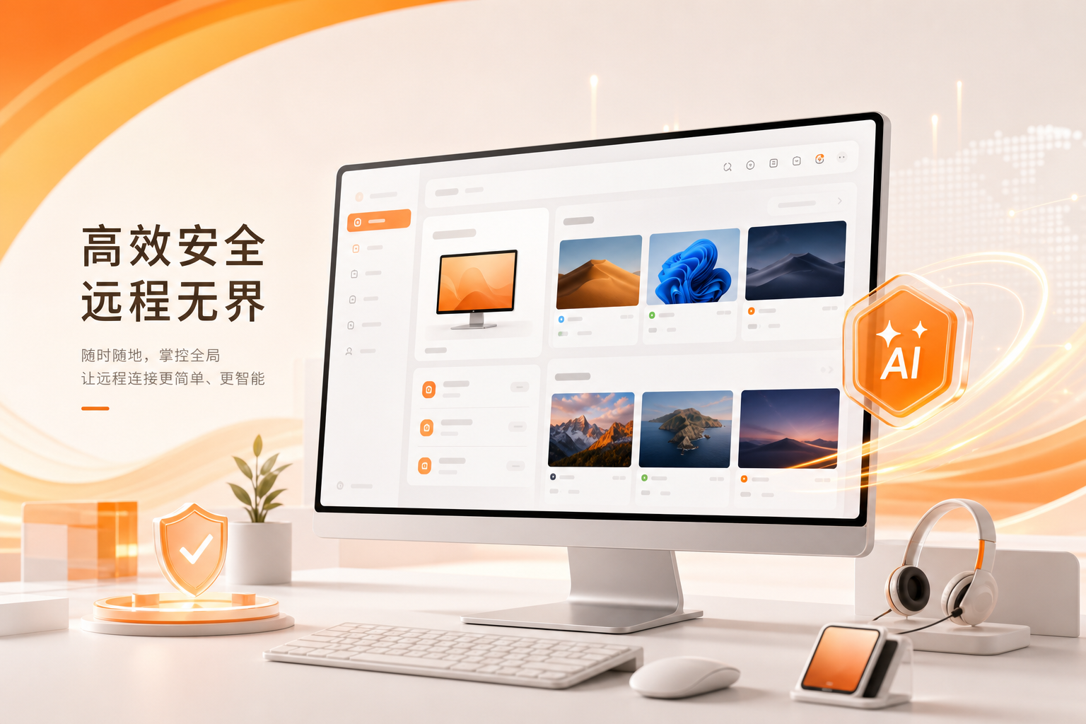 向日葵日系极简远程桌面界面